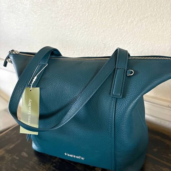 Vera Bradley Charlie Small Shoulder Bag in leather Teal- NWT - Picture 1 of 6